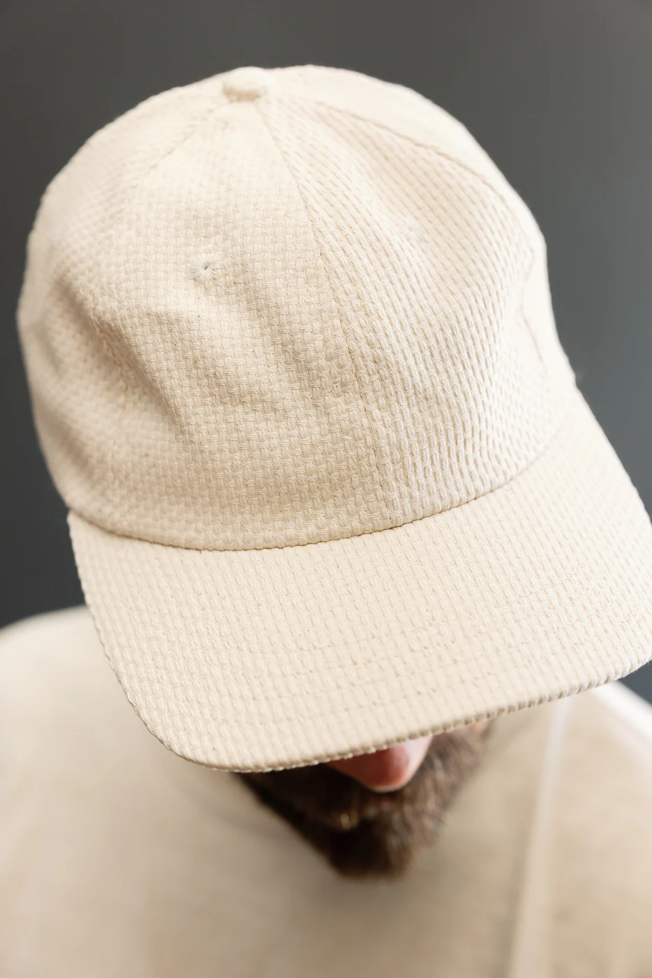 Sashiko Cotton Baseball Hat - Natural - Image 10