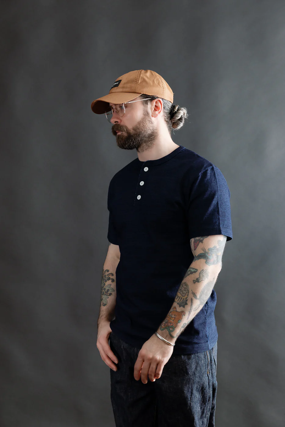Shinkai Heavy Henley T-Shirt - Indigo - Image 10