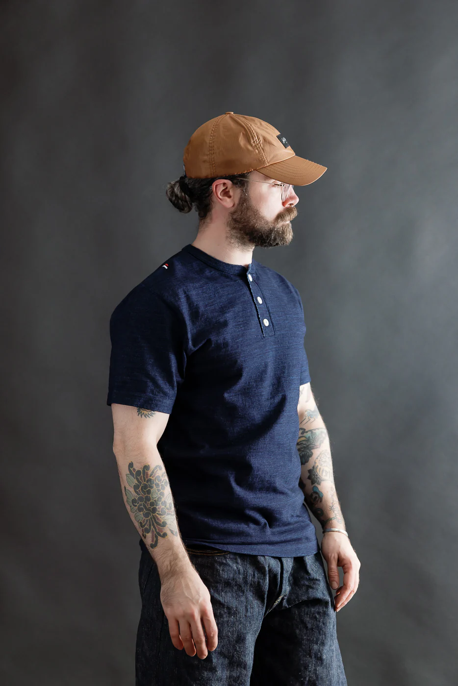 Shinkai Heavy Henley T-Shirt - Indigo - Image 14