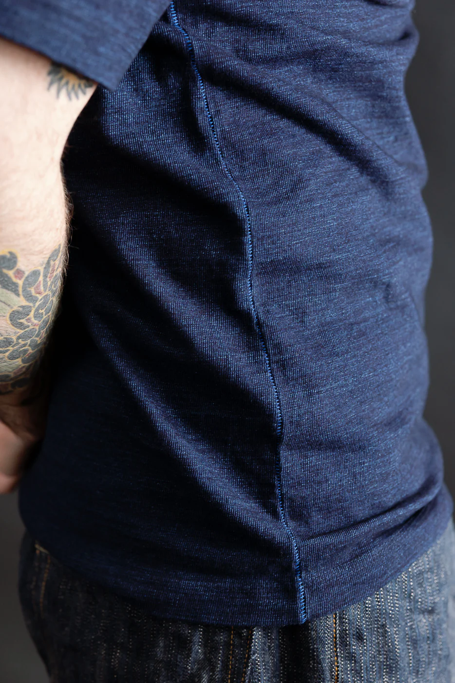 Shinkai Heavy Henley T-Shirt - Indigo - Image 20