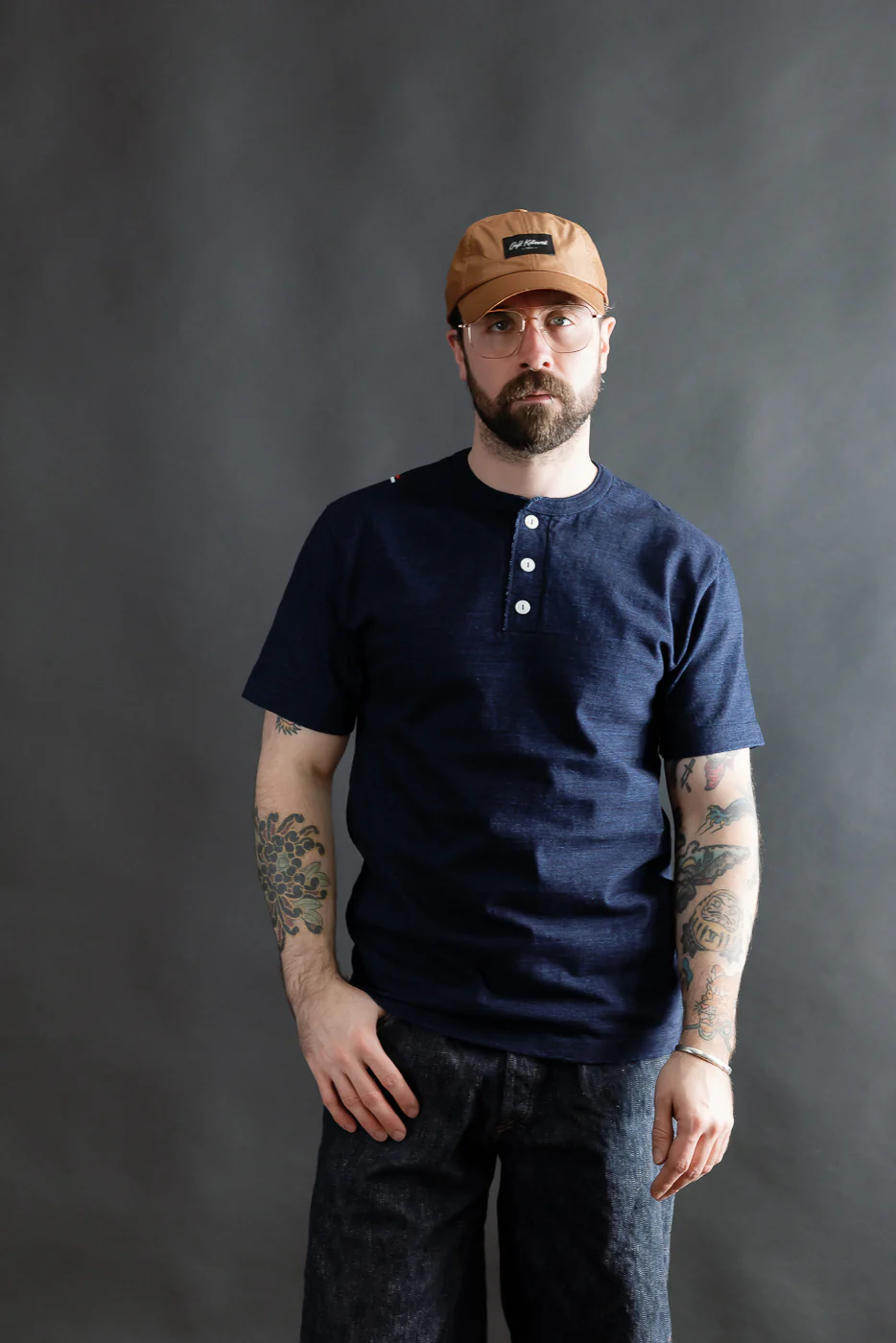 Shinkai Heavy Henley T-Shirt - Indigo - Image 9