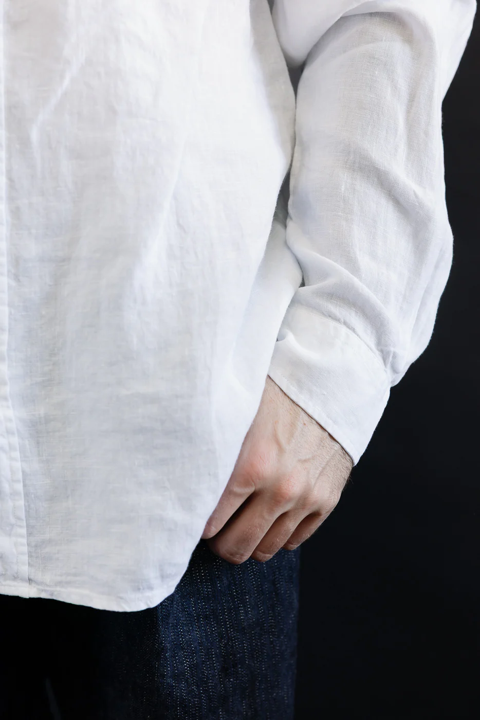 SHIRT20LI.01 - Organic Linen Long Sleeve Shirt - White - Image 19