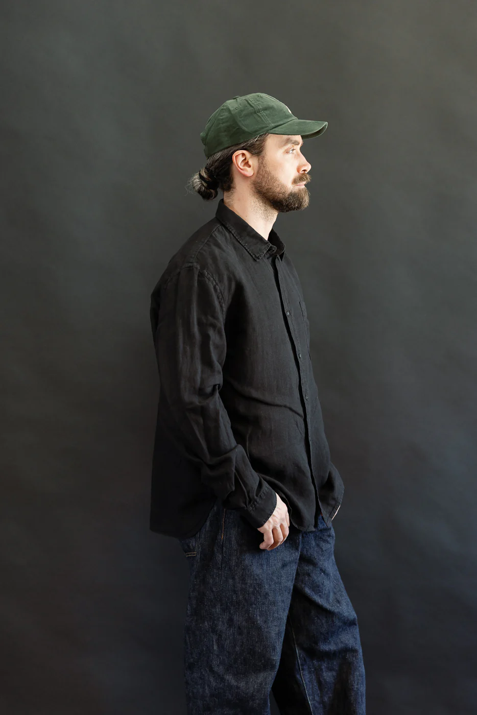 SHIRT20LI.99 - Organic Linen Long Sleeve Shirt - Black - Image 10