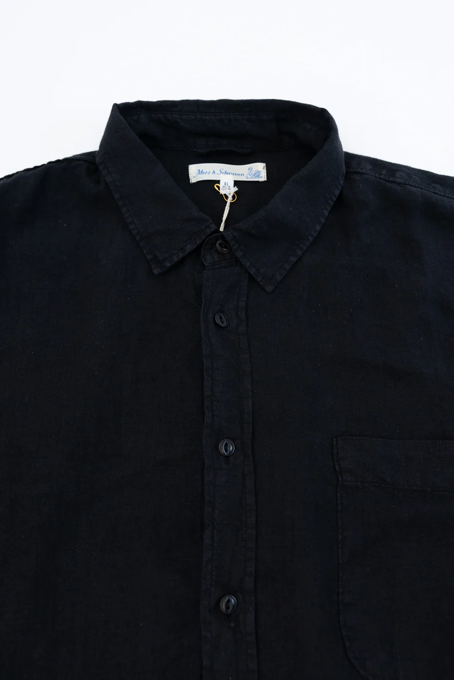 SHIRT20LI.99 - Organic Linen Long Sleeve Shirt - Black - Image 2