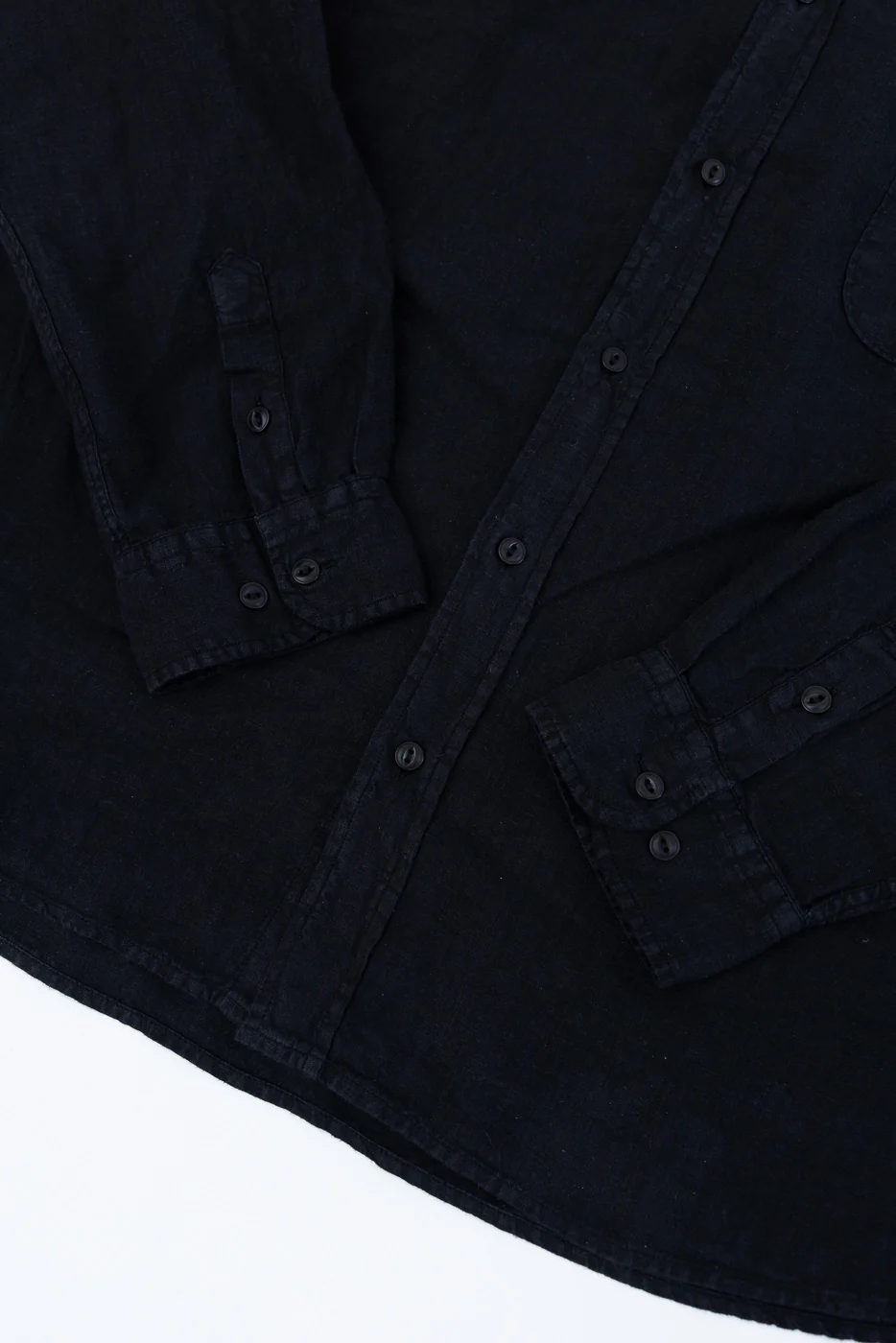 SHIRT20LI.99 - Organic Linen Long Sleeve Shirt - Black - Image 3