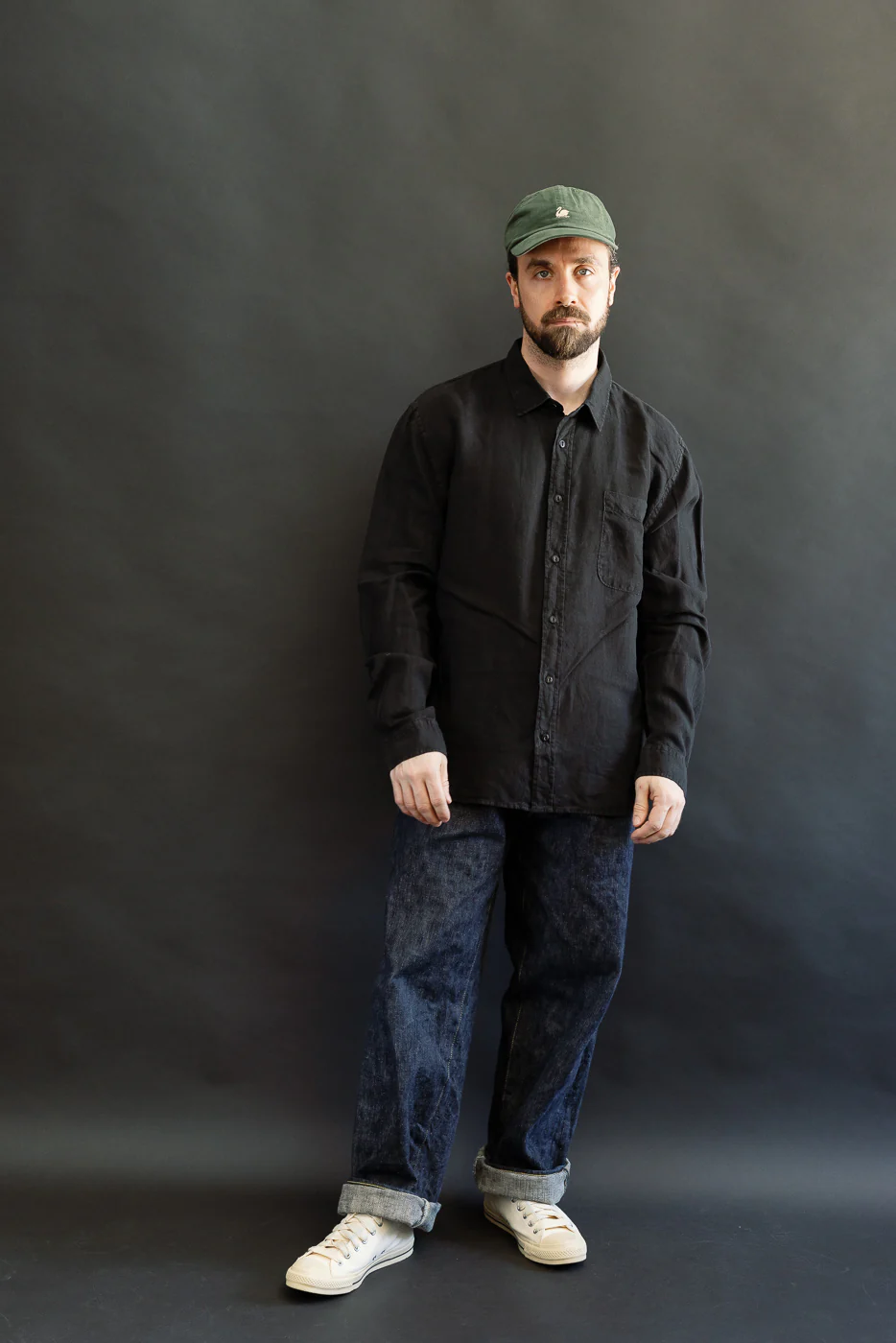 SHIRT20LI.99 - Organic Linen Long Sleeve Shirt - Black - Image 5