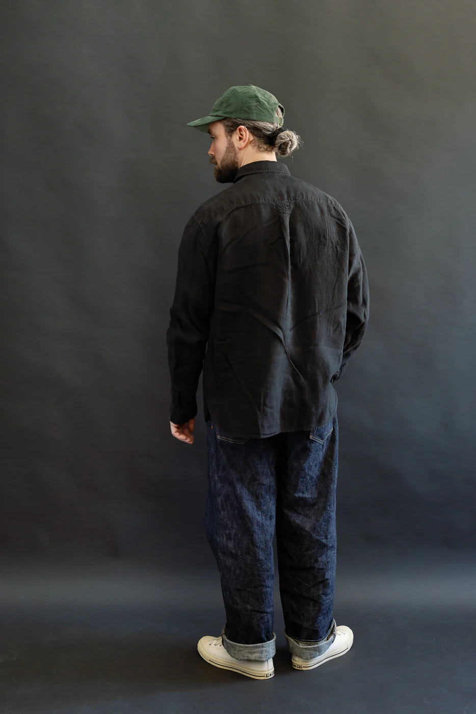 SHIRT20LI.99 - Organic Linen Long Sleeve Shirt - Black - Image 7