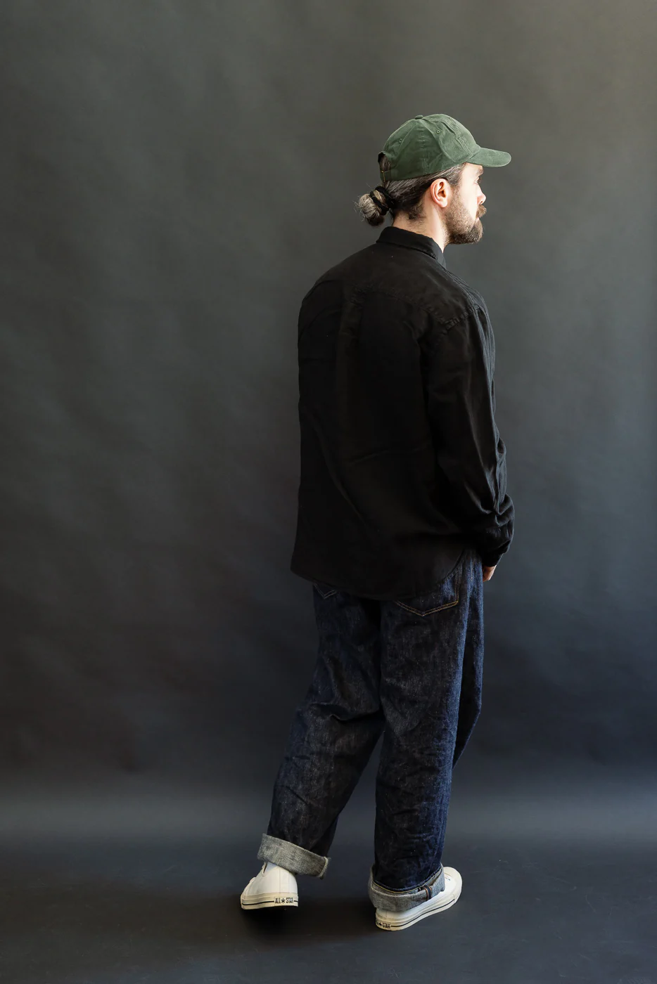 SHIRT20LI.99 - Organic Linen Long Sleeve Shirt - Black - Image 8