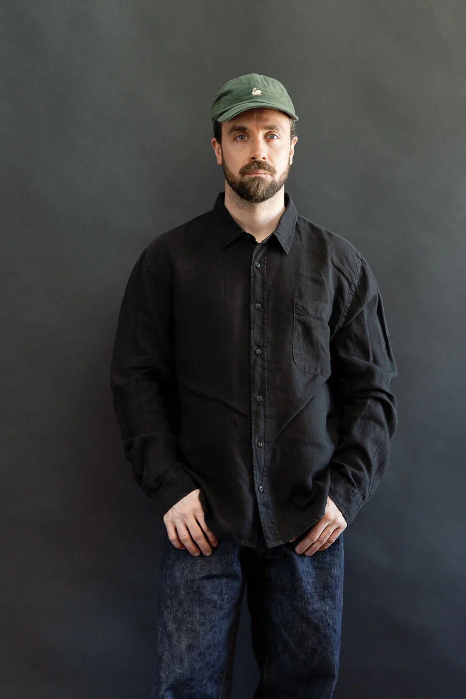 SHIRT20LI.99 - Organic Linen Long Sleeve Shirt - Black - Image 9