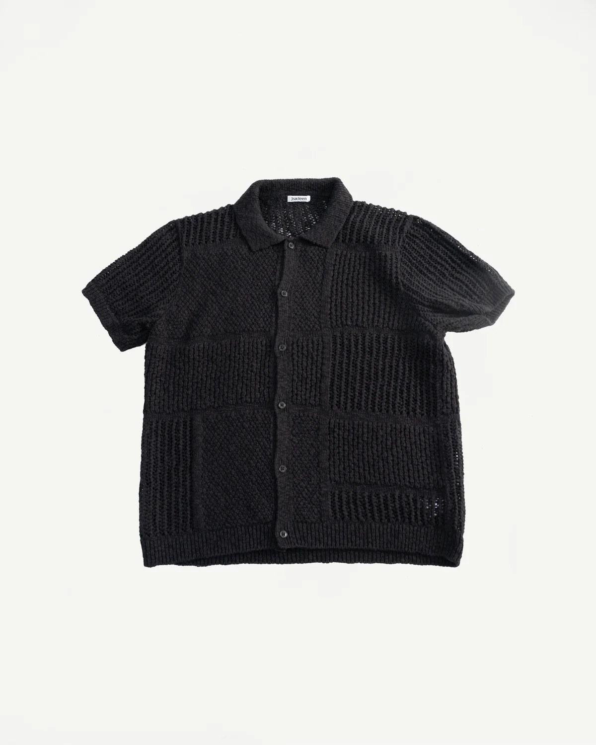 Short Sleeve Knit Shirt - Black De Stijl