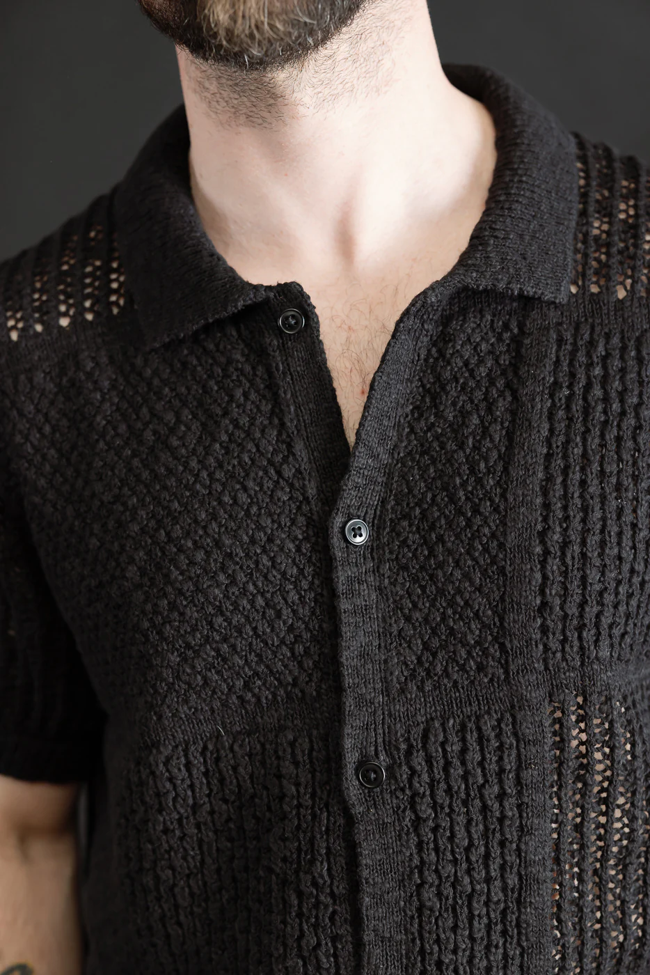 Short Sleeve Knit Shirt - Black De Stijl - Image 16
