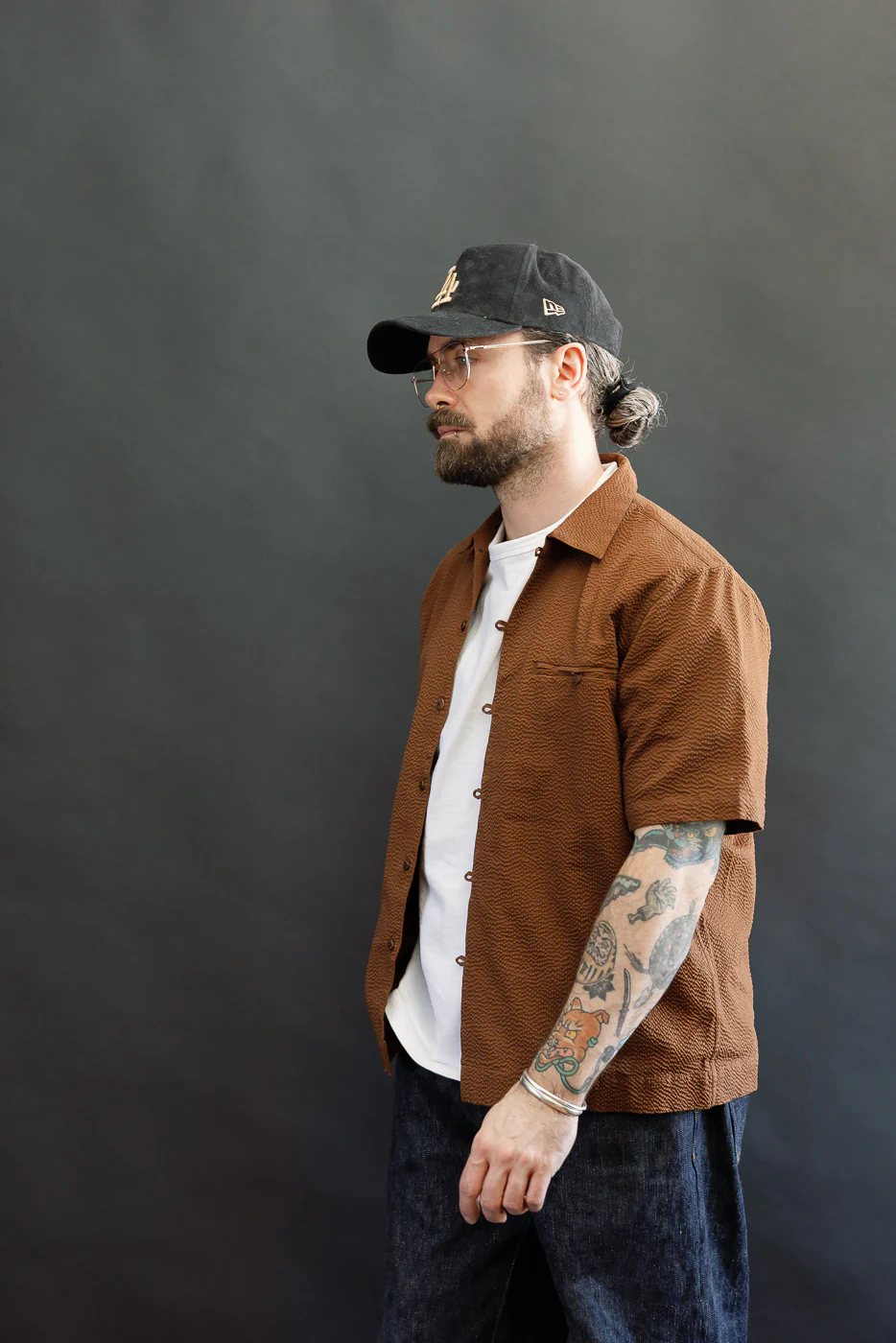 Short Sleeve Loop Shirt - Cinnamon Seersucker - Image 12