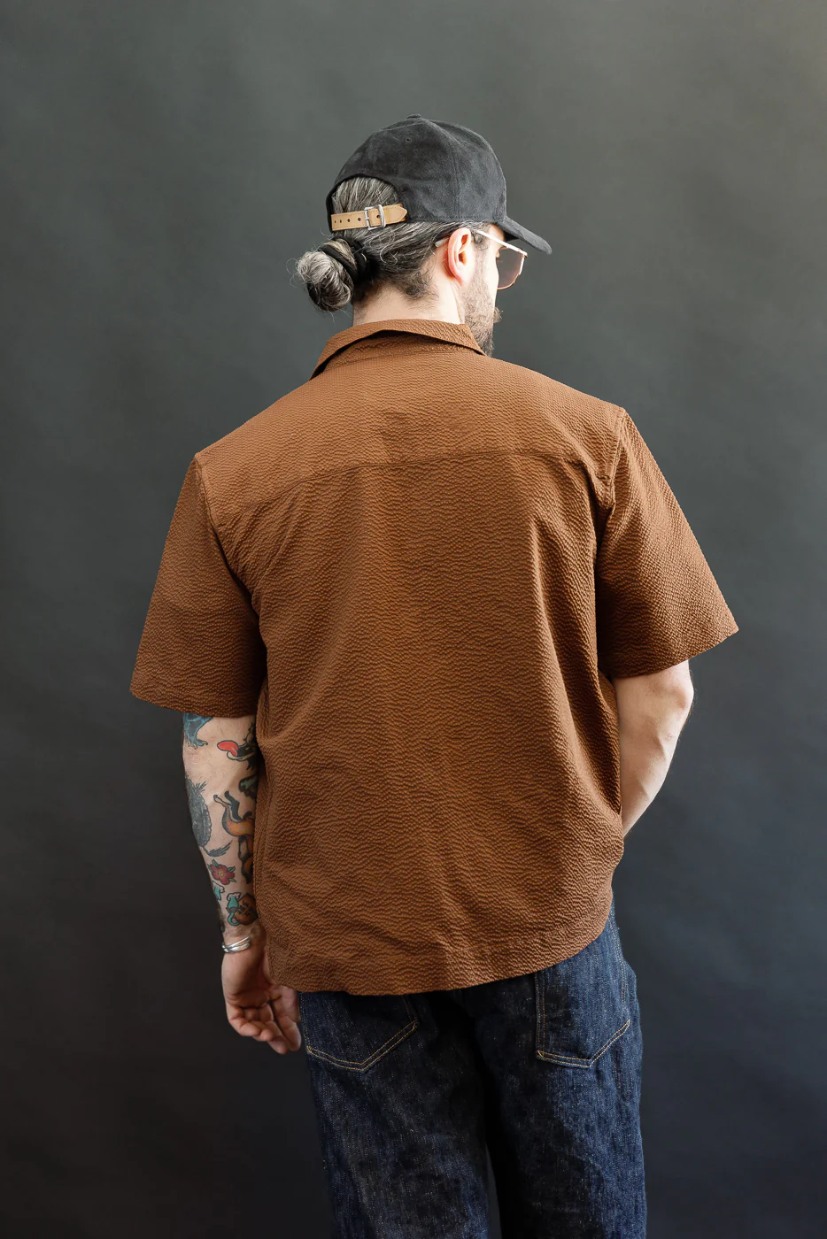 Short Sleeve Loop Shirt - Cinnamon Seersucker - Image 14