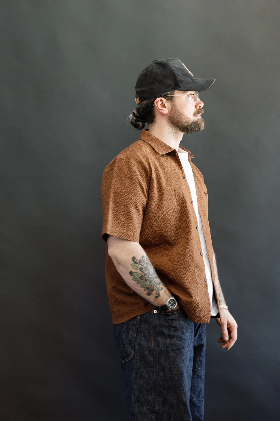 Short Sleeve Loop Shirt - Cinnamon Seersucker - Image 16