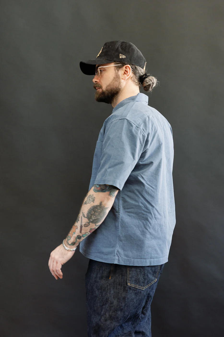 Short Sleeve Work Shirt - Blue Pigment Dye - Image 10