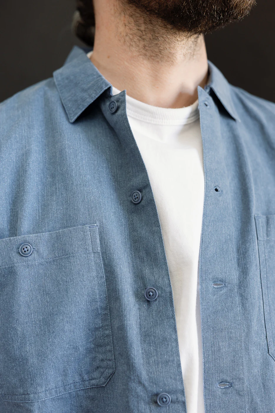 Short Sleeve Work Shirt - Blue Pigment Dye - Image 16