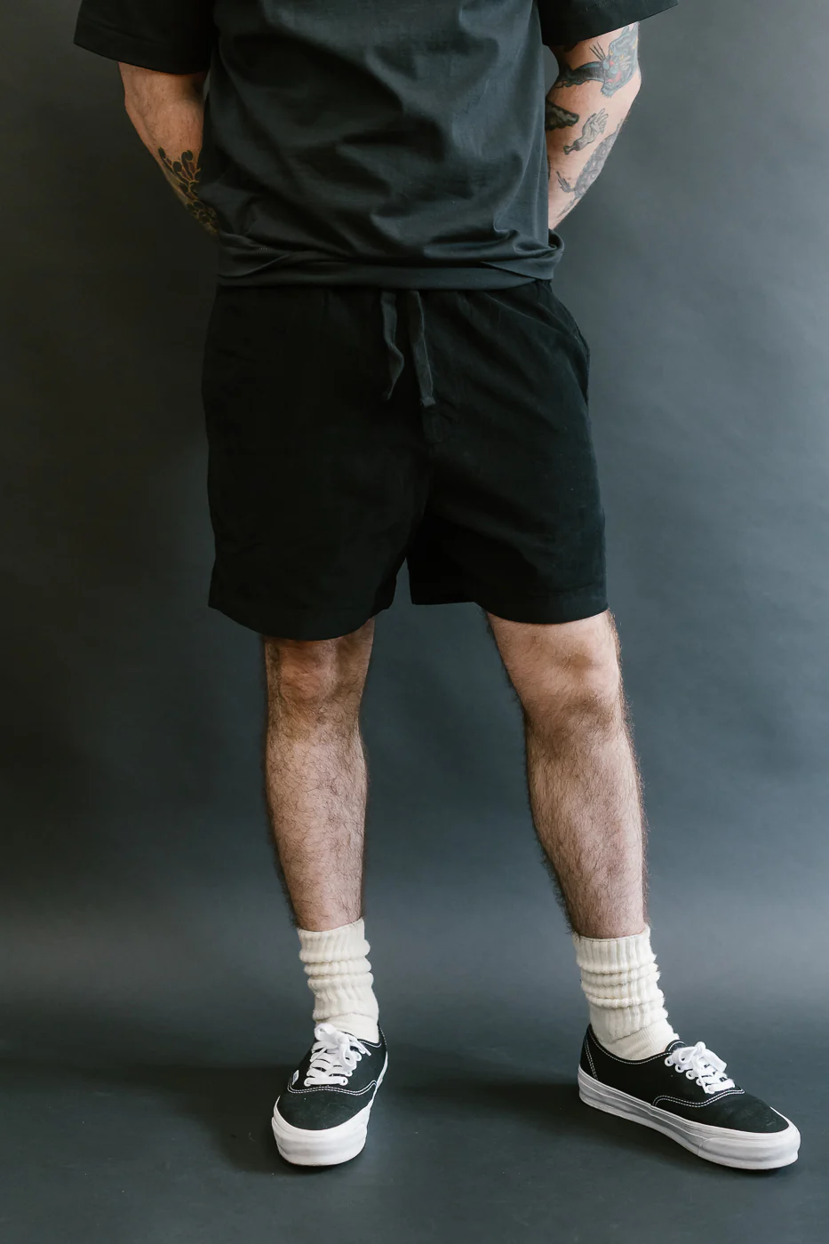 SHORTS02LC.99 - Organic Cotton Corduroy 5" Shorts - Deep Black - Image 14