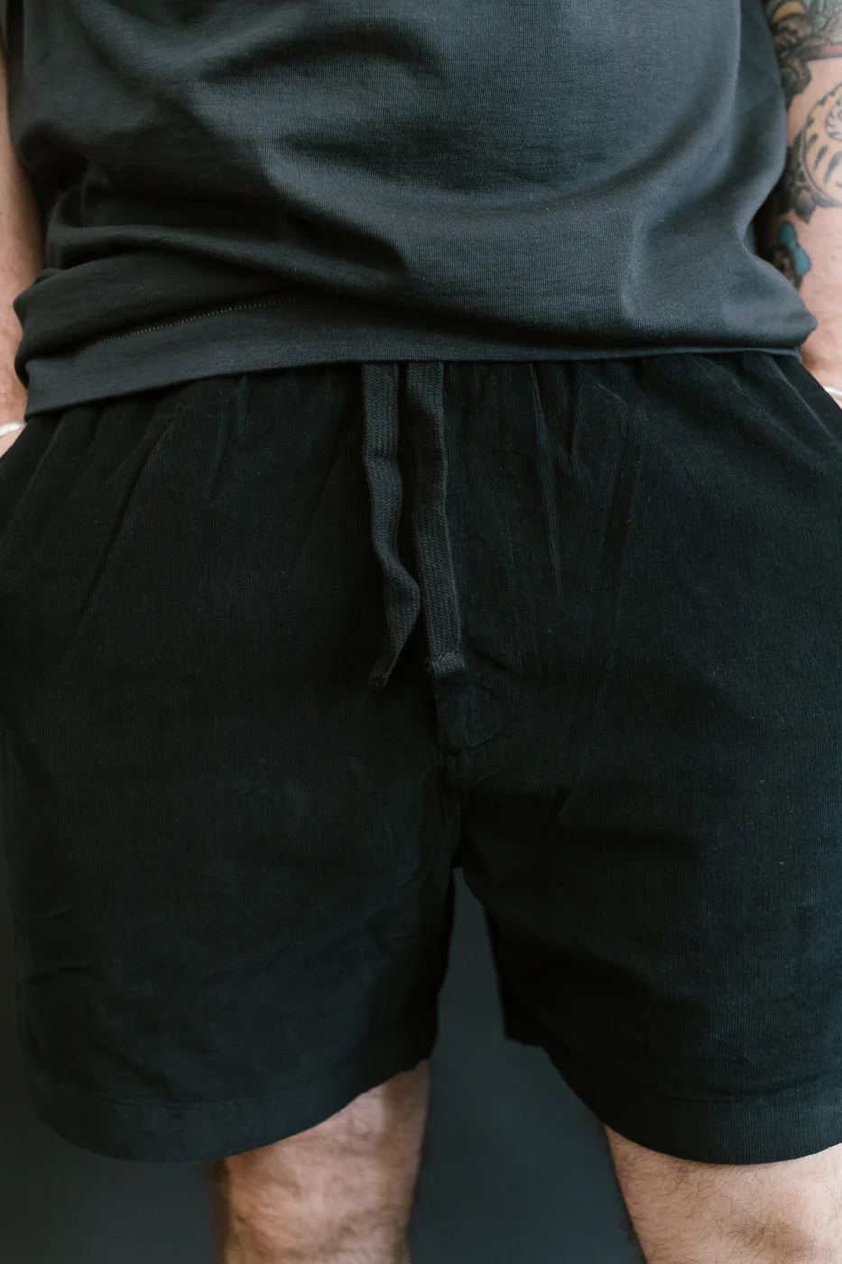 SHORTS02LC.99 - Organic Cotton Corduroy 5" Shorts - Deep Black - Image 15