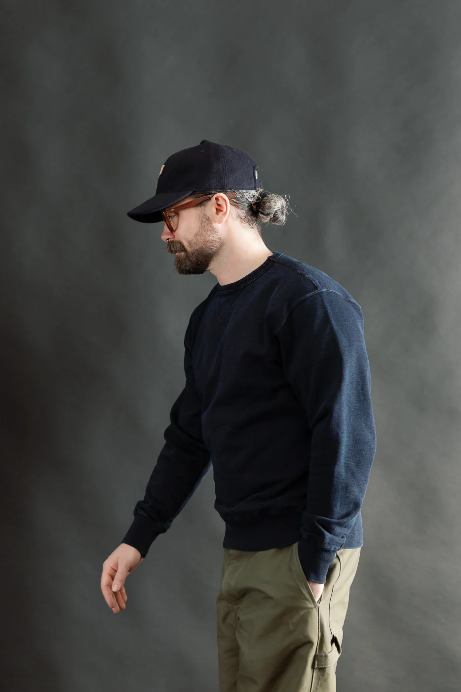 SIS25-101 - Overdyed Sweatshirt - Kakishibu Indigo - Image 12