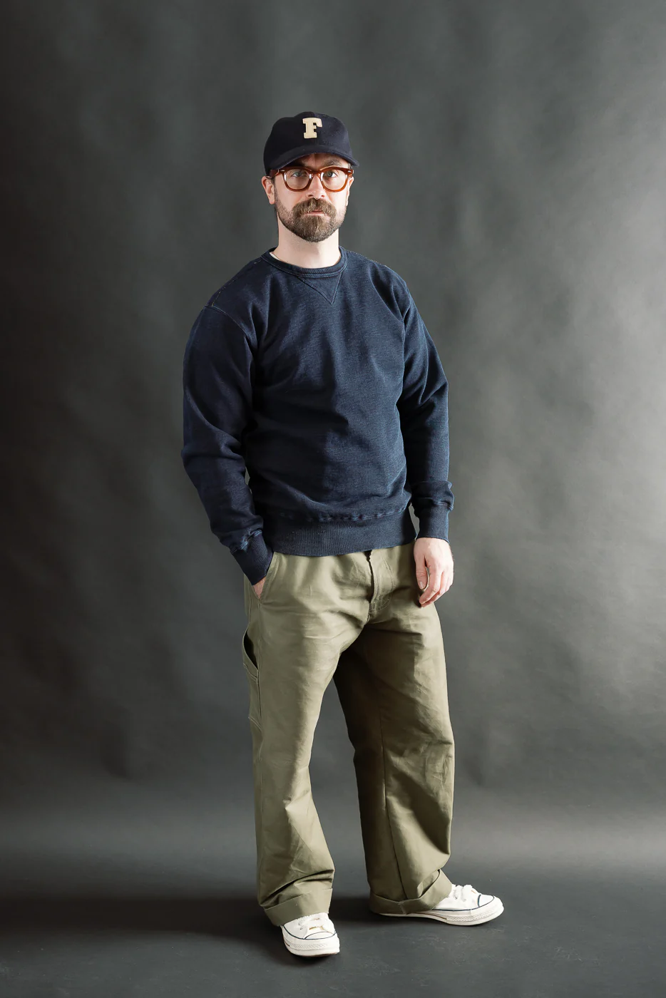 SIS25-101 - Overdyed Sweatshirt - Kakishibu Indigo - Image 6
