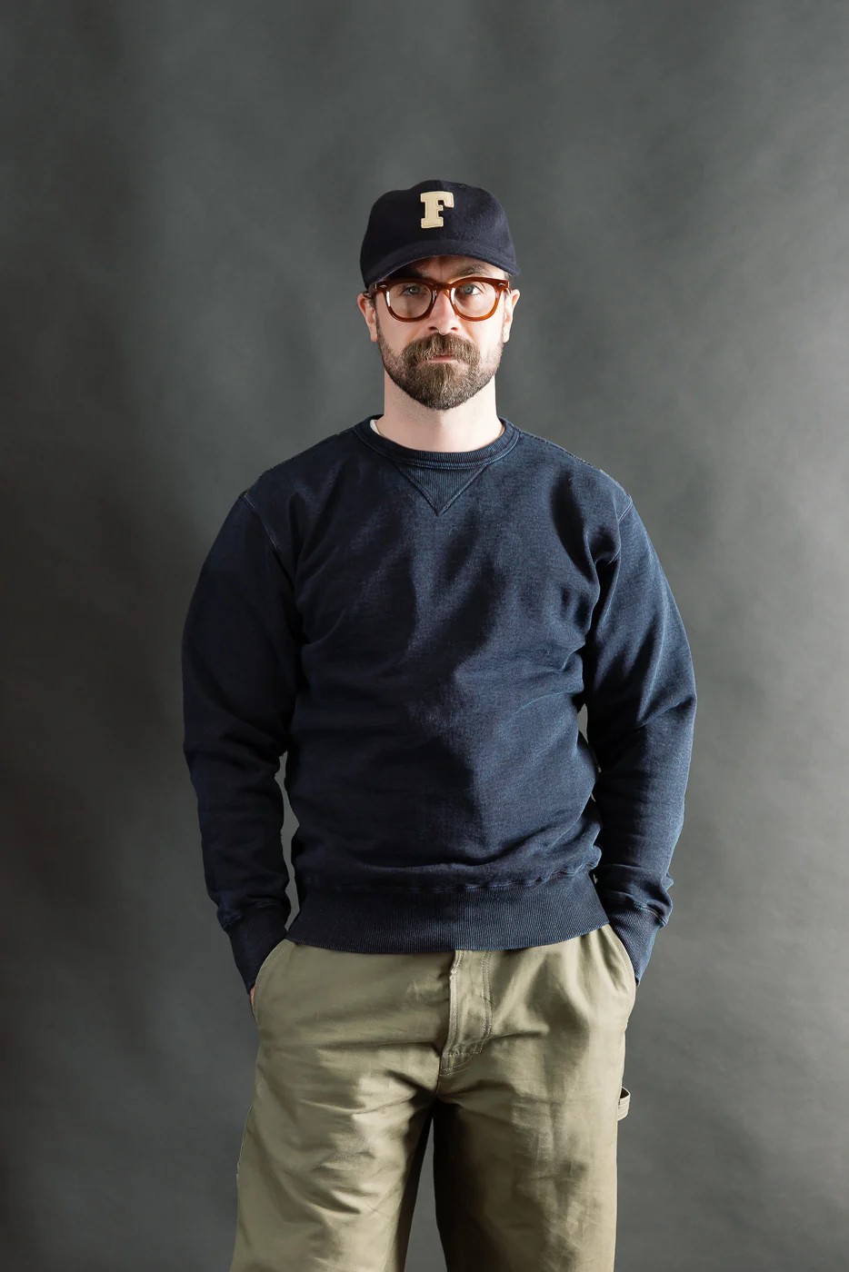 SIS25-101 - Overdyed Sweatshirt - Kakishibu Indigo - Image 8