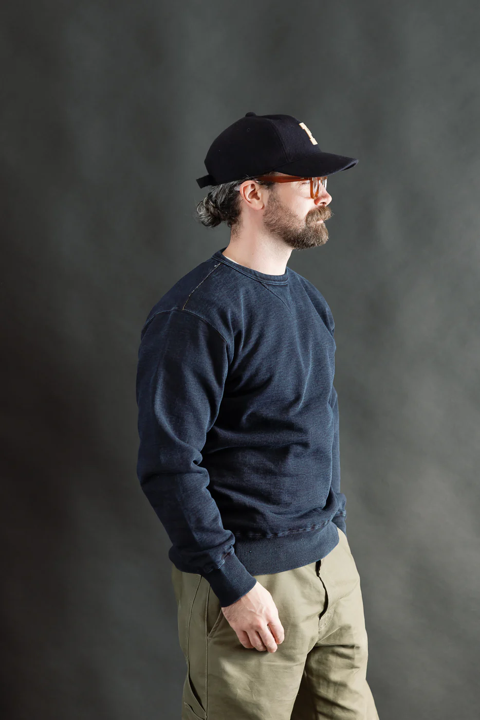 SIS25-101 - Overdyed Sweatshirt - Kakishibu Indigo - Image 9