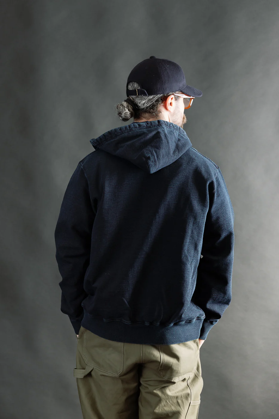 SIS25-102 - Overdyed Zip Up Hoody - Kakishibu Indigo - Image 12