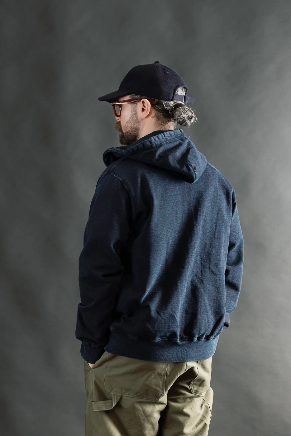 SIS25-102 - Overdyed Zip Up Hoody - Kakishibu Indigo - Image 13