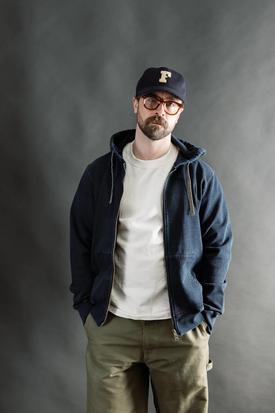 SIS25-102 - Overdyed Zip Up Hoody - Kakishibu Indigo - Image 15