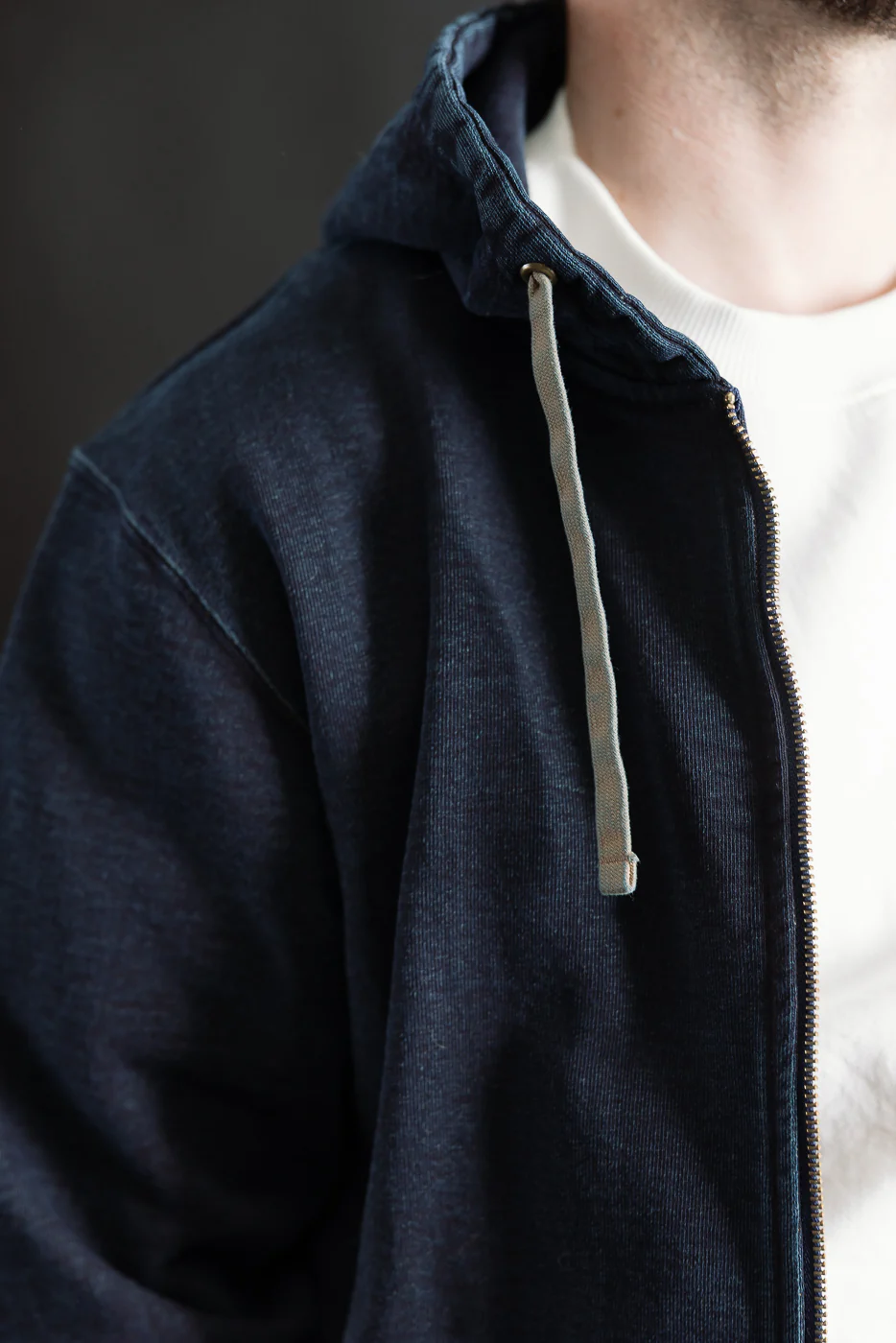 SIS25-102 - Overdyed Zip Up Hoody - Kakishibu Indigo - Image 18