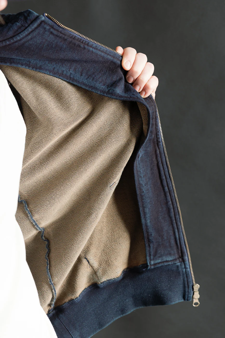 SIS25-102 - Overdyed Zip Up Hoody - Kakishibu Indigo - Image 20