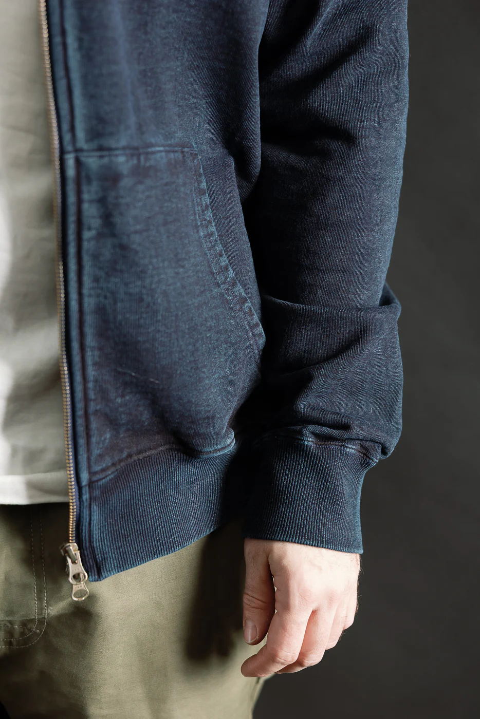 SIS25-102 - Overdyed Zip Up Hoody - Kakishibu Indigo - Image 21