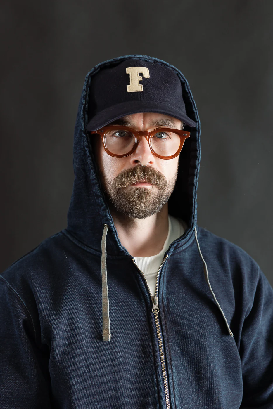 SIS25-102 - Overdyed Zip Up Hoody - Kakishibu Indigo - Image 25