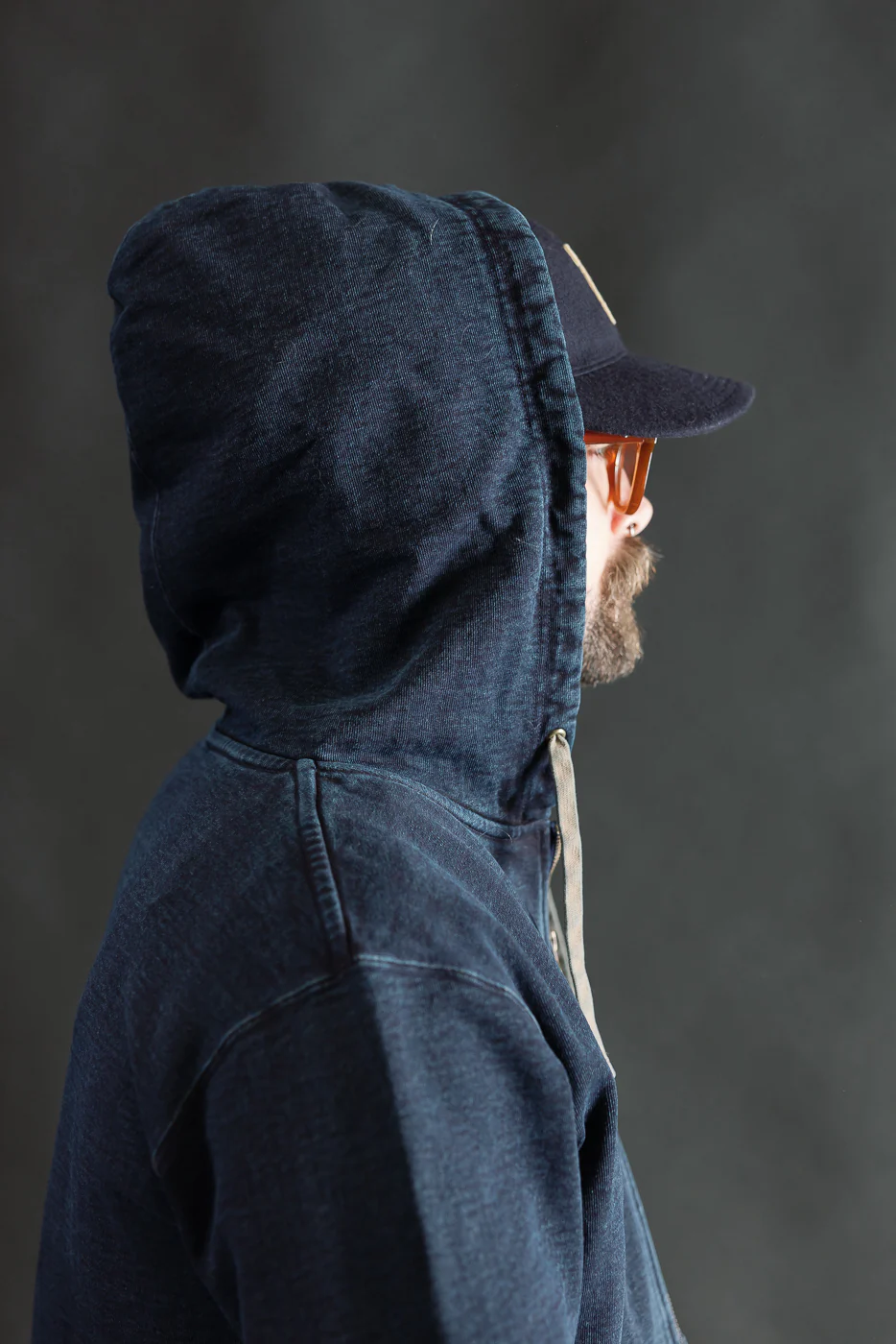 SIS25-102 - Overdyed Zip Up Hoody - Kakishibu Indigo - Image 26