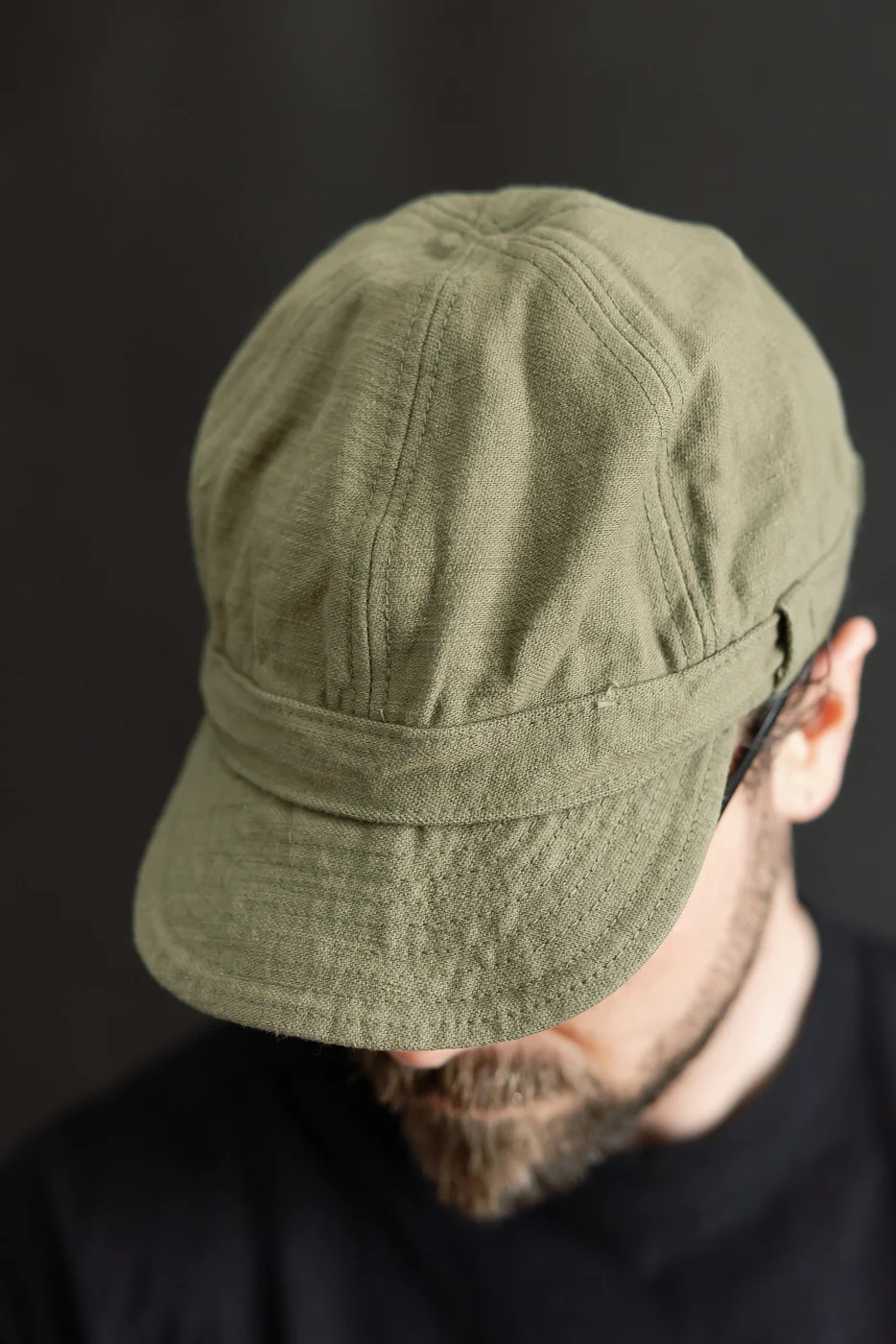 SJ201WC-52BP - 15oz - Heavy Back Satin Workman's Cap - Olive - Image 11