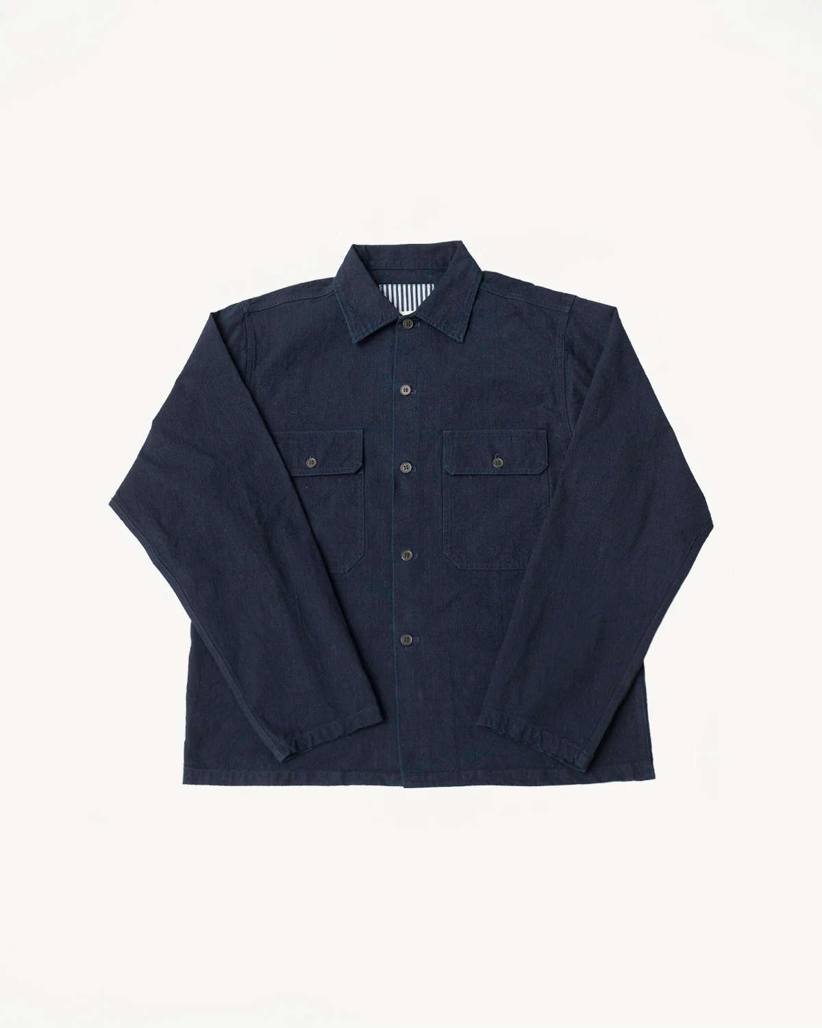 SJAS24-ARW - Cotton Ripstop "Kokiran" Military Shirt - Natural Indigo x Indigo