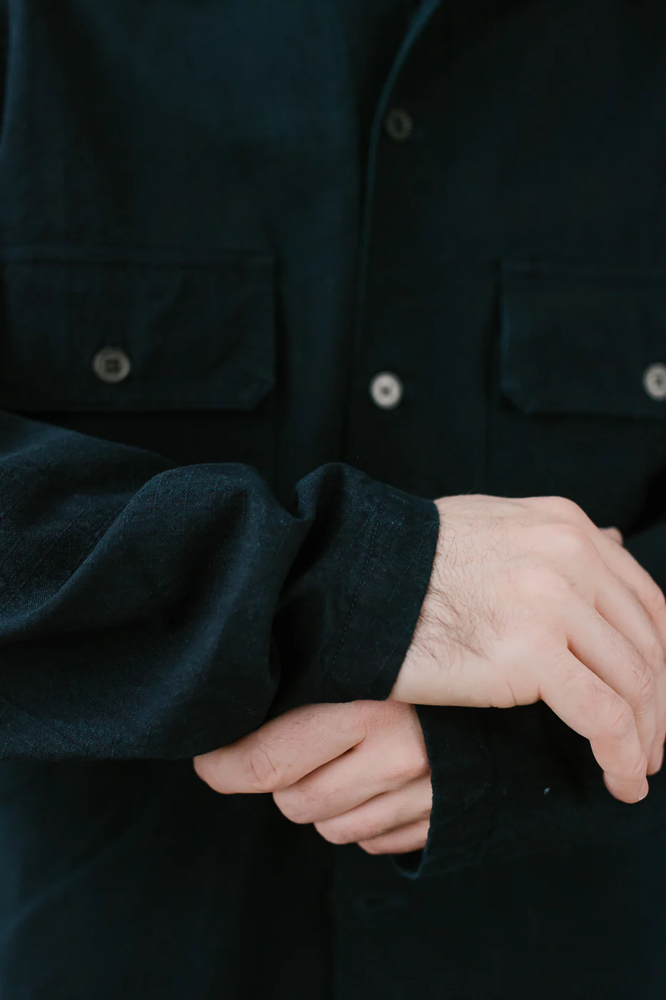 SJAS24-ARW - Cotton Ripstop "Kokiran" Military Shirt - Natural Indigo x Indigo - Image 18