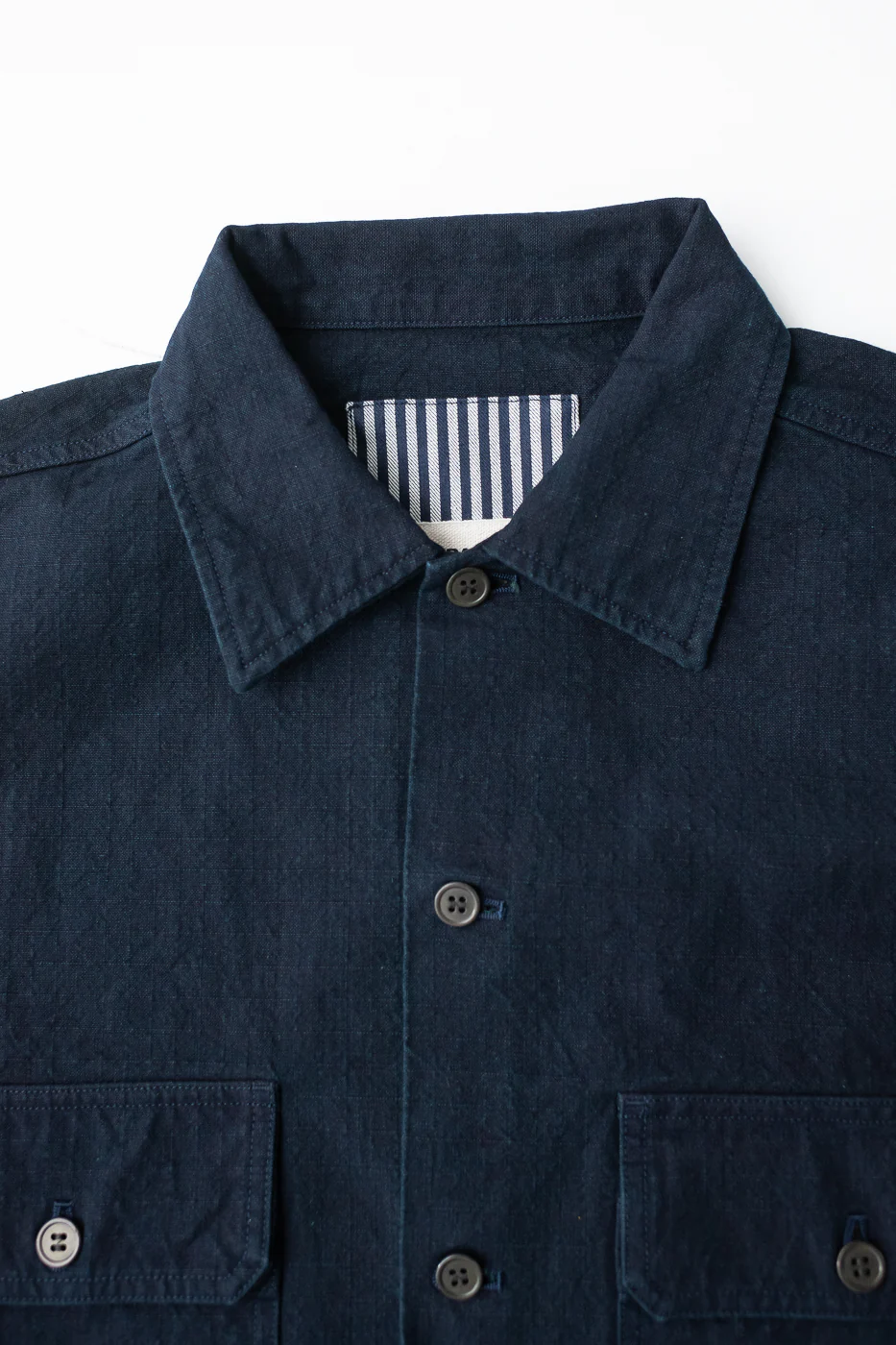 SJAS24-ARW - Cotton Ripstop "Kokiran" Military Shirt - Natural Indigo x Indigo - Image 2