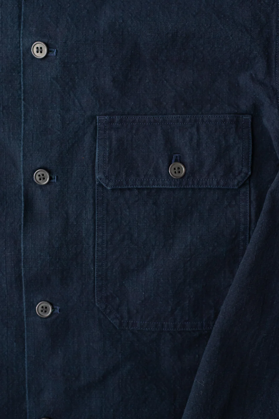 SJAS24-ARW - Cotton Ripstop "Kokiran" Military Shirt - Natural Indigo x Indigo - Image 3