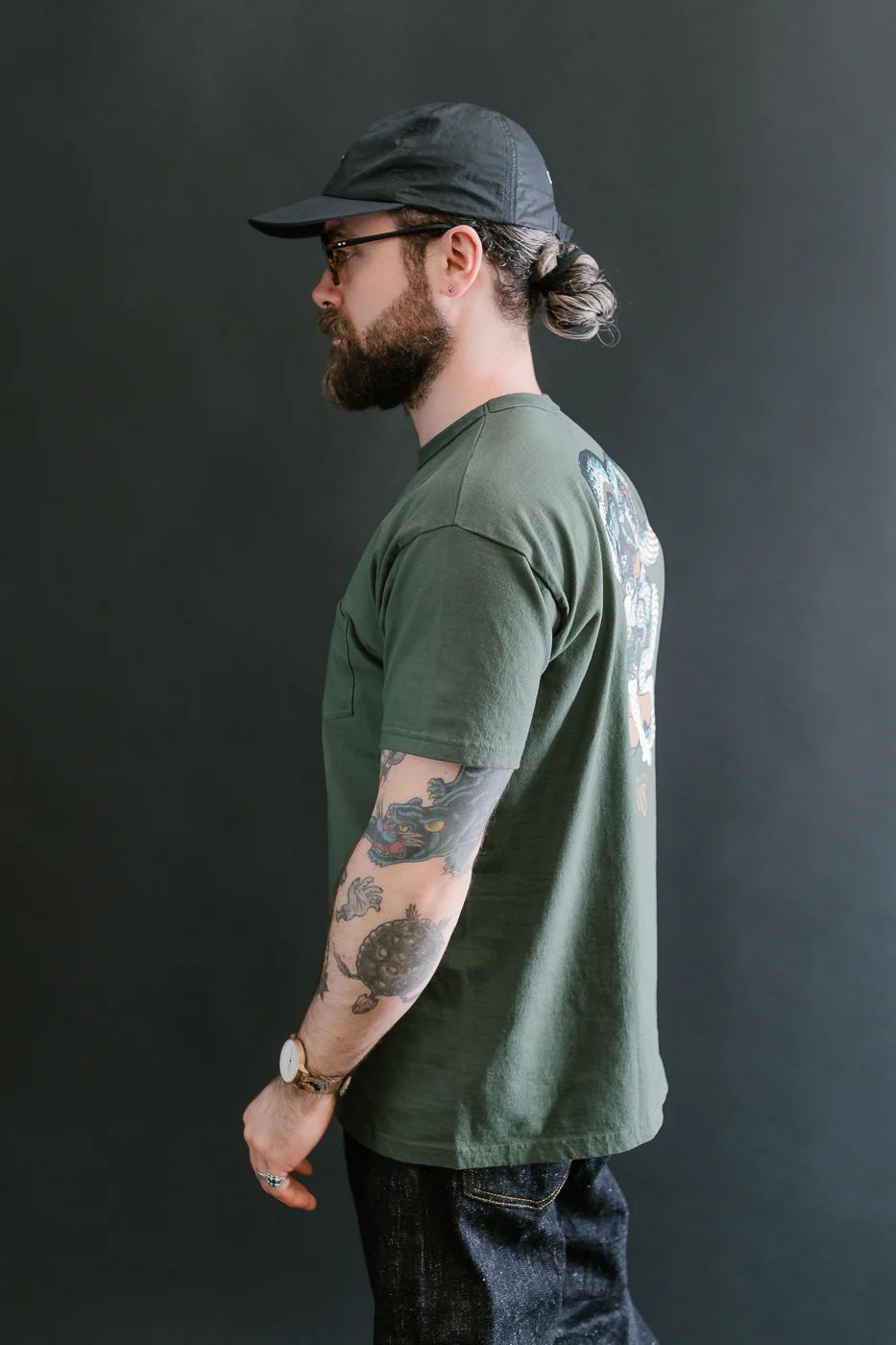 SJST25-102L - "Snake Slayer" Heavyweight T-Shirt  - Moss Green - Image 15