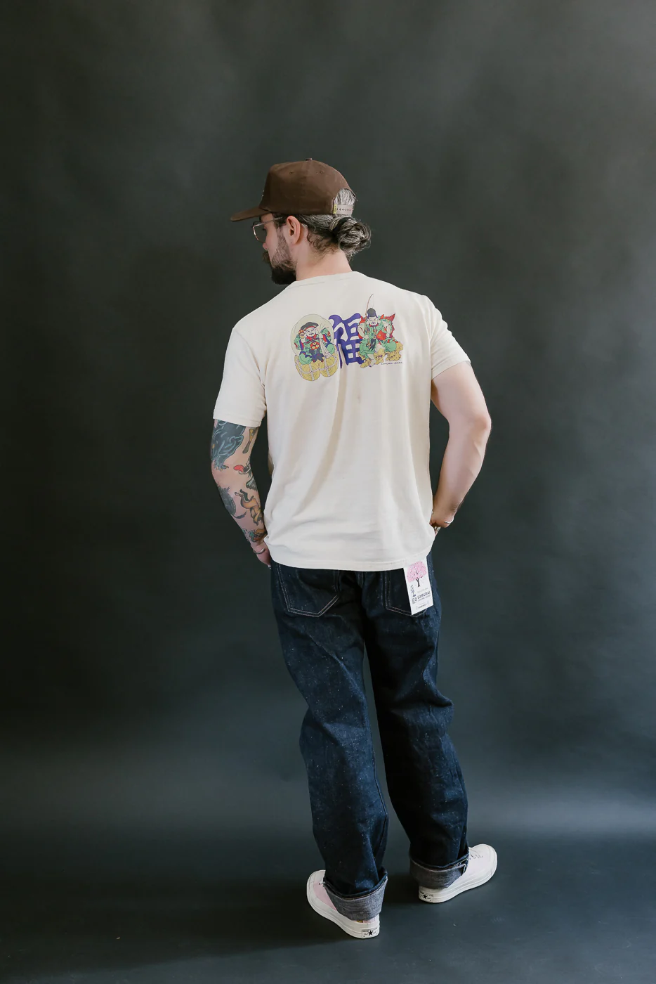 SJST25-105 - "Daikoku-Ebisu" Inlay Loopwheel T-Shirt - Ivory - Image 9