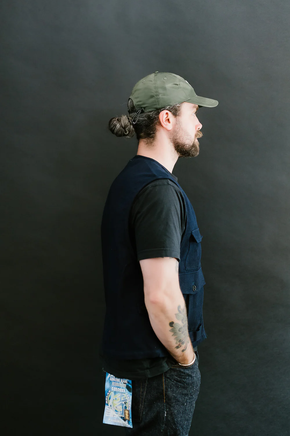 SJVT24-AK - 'Aimadara' Spotted Mixed Field Vest - Natural Indigo - Image 11