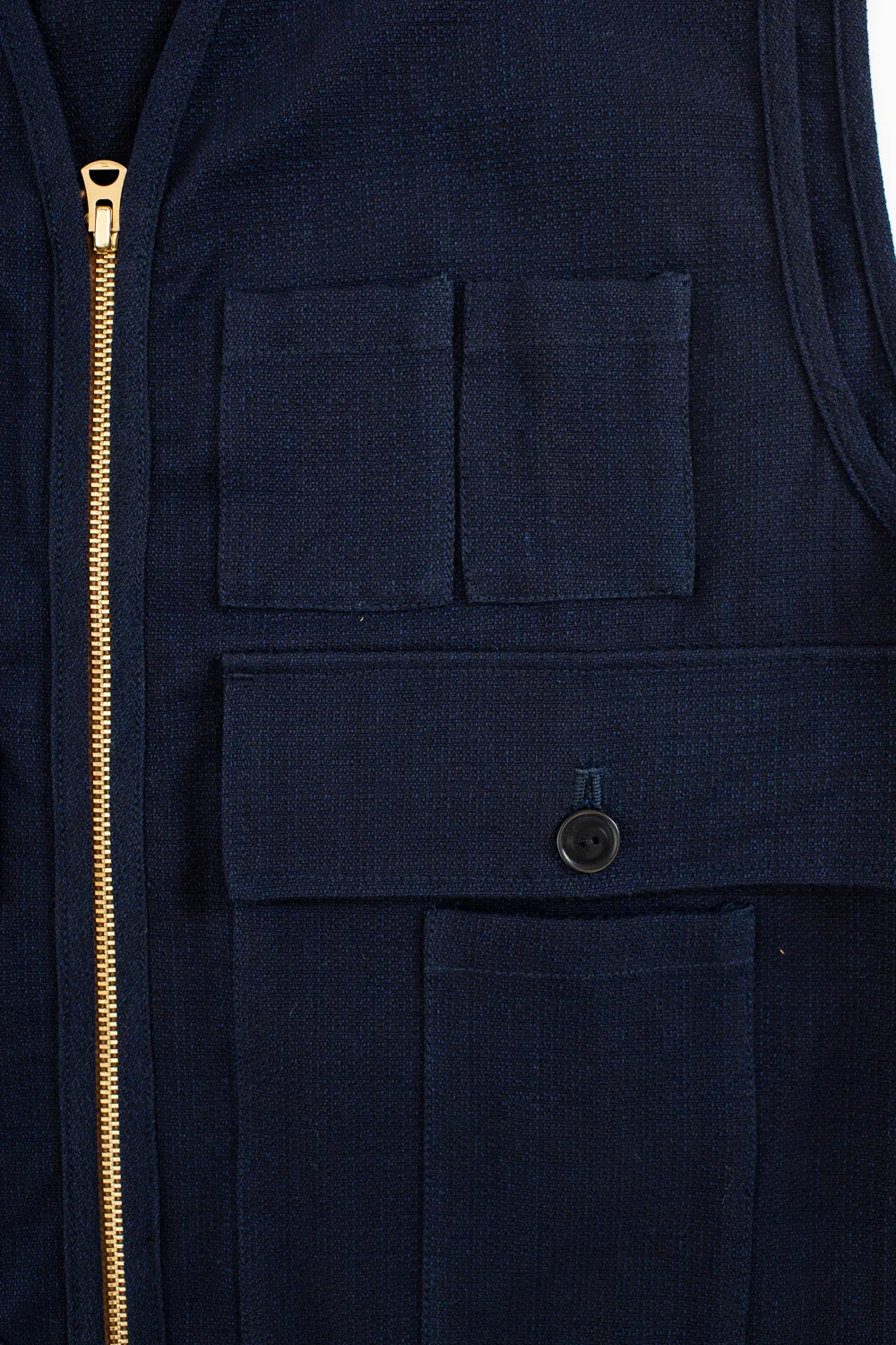 SJVT24-AK - 'Aimadara' Spotted Mixed Field Vest - Natural Indigo - Image 3