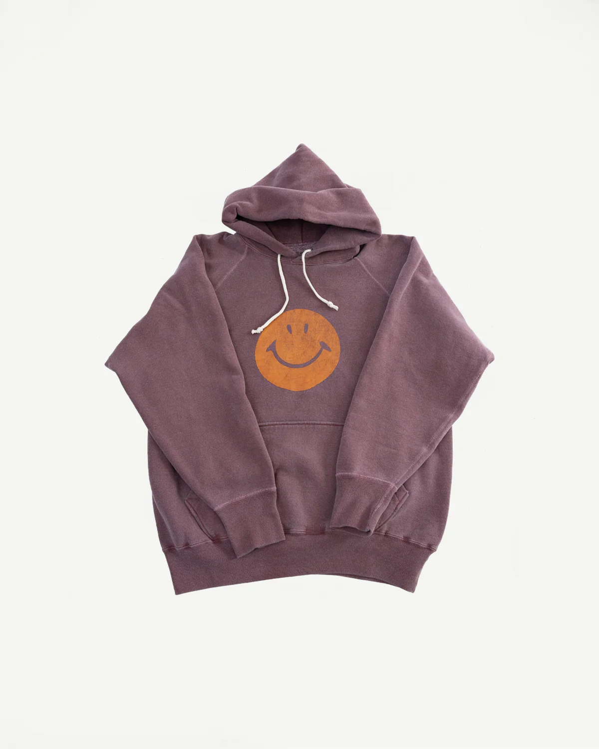"Smile" Faded Print Sweat Hoodie - PD Bordeaux