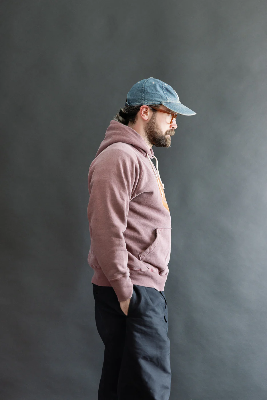 "Smile" Faded Print Sweat Hoodie - PD Bordeaux - Image 13