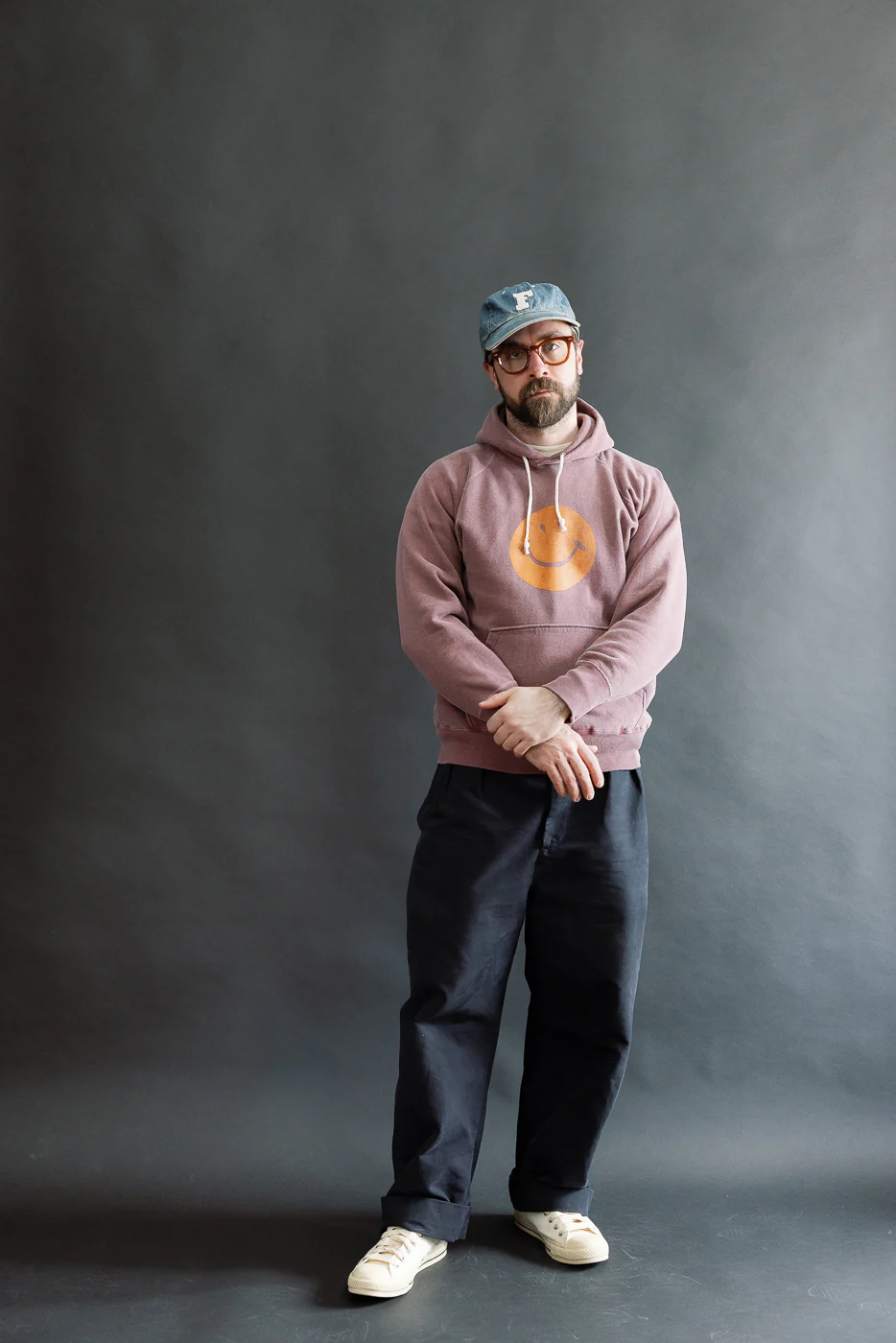 "Smile" Faded Print Sweat Hoodie - PD Bordeaux - Image 6