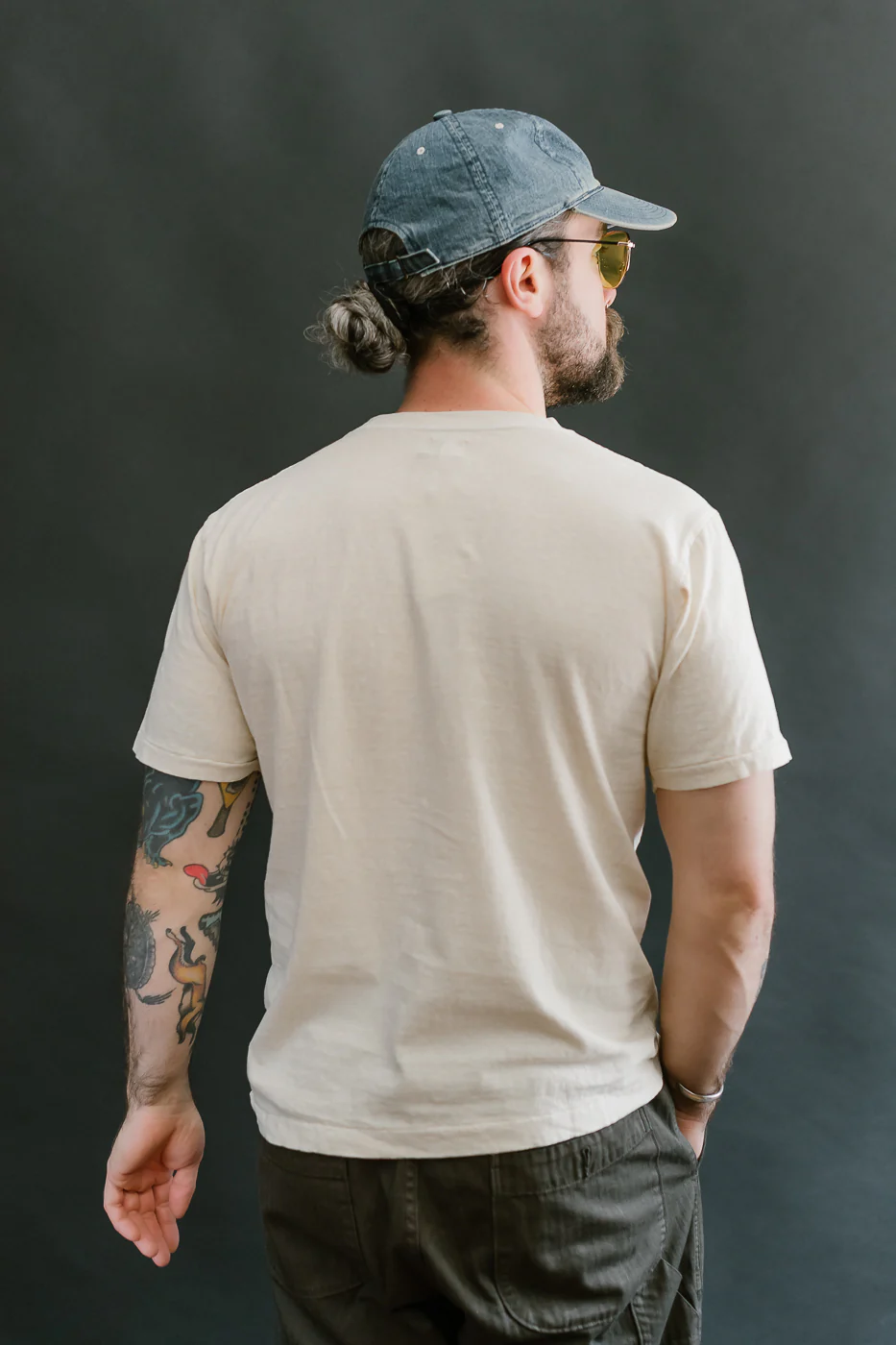 "Smile" Pigment Dyed Printed Tee - Cream - Image 11