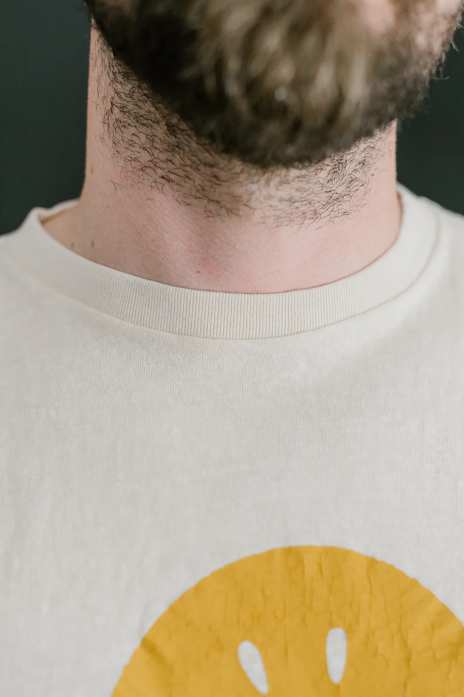 "Smile" Pigment Dyed Printed Tee - Cream - Image 15