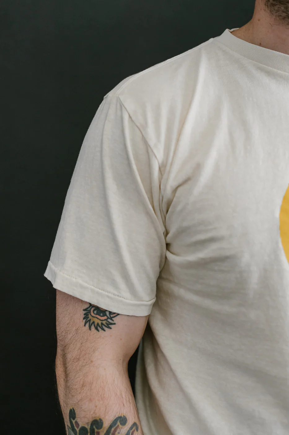 "Smile" Pigment Dyed Printed Tee - Cream - Image 16