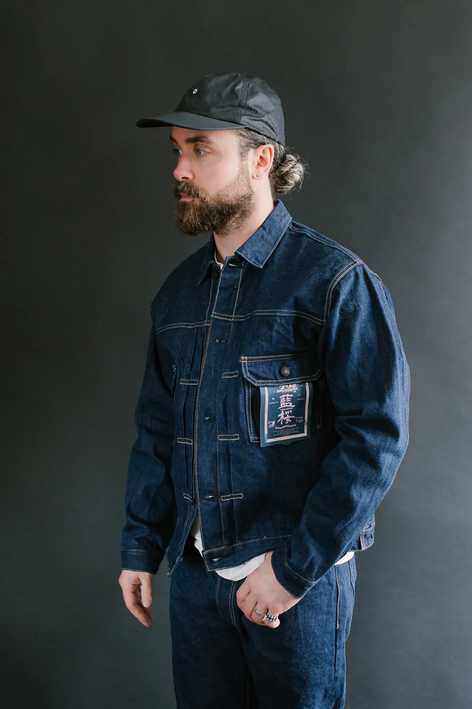 SP-116 - 45th Anniversary "Ai Sa" Type II Selvedge Jacket - Natural Indigo, Sakura - Image 13